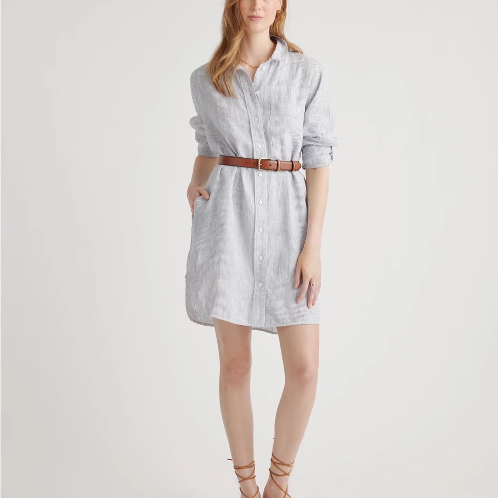 Quince~EUC~100% European Linen Shirt Dress~ - Picture 4 of 5